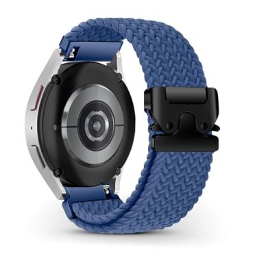 Imagem de RoYiio Pulseira de nylon para Samsung Galaxy Watch 7 FE 6 5 4 mm de 44 mm e 44 mm, respirável, macio, confortável, tecido de 20 mm para Garmin Vivoactive 5/Forerunner 165/Vivomove Trend - azul, Azul