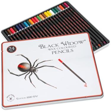 Imagem de Black Widow Lápis de cor para adultos - 24 lápis de cor para livros de colorir para adultos - Conjunto de lápis de cor - Lápis de colorir para adultos - Lápis de cor de núcleo macio de cera (conjunto