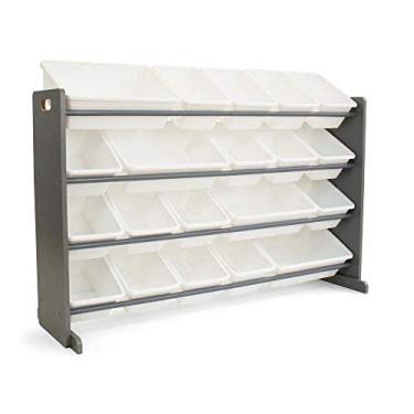 Imagem de Humble Crew Organizador de brinquedos infantil extragrande, 20 compartimentos de armazenamento, universal, cinza/branco