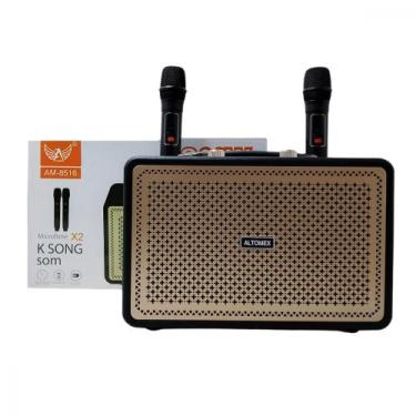 Imagem de Caixa de Som Karaokê sem fio Bluetooth com 02 Microfones 200W PMPO Alt