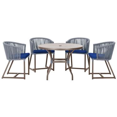 Imagem de Mesa com 4 Cadeiras de Jantar Roma 100cm e Noronha em Aluminío