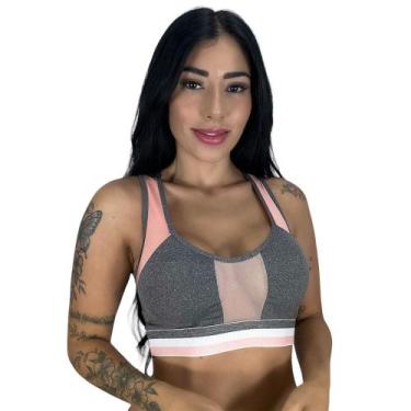 Imagem de Top Fitness Academia Sem Bojo Com Tela Tule Transparência Estili Femin