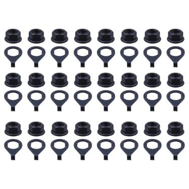 Imagem de Semetall Cubo de bicicleta Kits de porca de eixo de flange preta de 9,5 cm com arruelas de segurança para roda de bicicleta dianteira e traseira - 24 peças