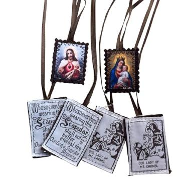 Imagem de Scapulars Catholic, Pacote com 3 Colares Escapulários a granel de Nossa Senhora do Monte Carmelo, Escapularios Católicos, Colares Católicos Escapulários Católicos, Presente Religioso Exclusivo para