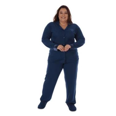 Imagem de Pijama Americano Plus Size Feminino Victory, 52, Marinho