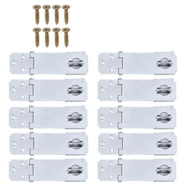 Imagem de Dobradiça Porta Cadeado Fecho Trinco Zincado 3,5" Para Portão Gaveta Armário | Silvana | Kit 10 Un