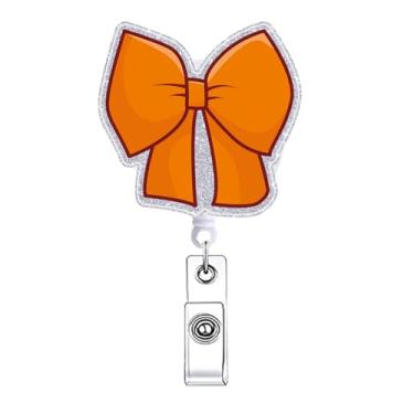 Imagem de Engraçado laço enfermeira retrátil carretel acessórios com clipe jacaré para estudantes de enfermagem RN CNA assistente social laranja escritório crachá titular para cartão de identificação médica