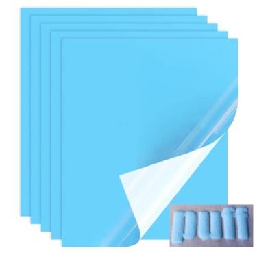 Imagem de Tvinyl Warehouse Transferência De Calor Em Vinil Puff Azul-Celeste, 5 Peças Htv Para Camiseta, Ótima Adesão E Efeito Inchado