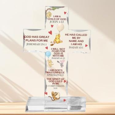 Imagem de MUNLICAR Decoração Religiosa Cristã Winnie, Presentes Inspiradores Para Mulheres, Cruz De Acrílico Com Versículos Bíblicos, Incentivo Amigas, Mães E Colegas Trabalho, Placas Decorativas Mesa Escritó