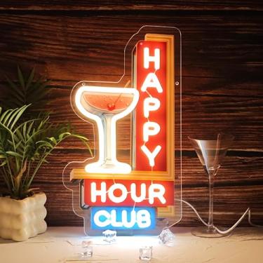 Imagem de JIARODEY Letreiros Neon Para Happy Hour, Reguláveis, Retrô, Com Luz Led, Clube, Bar, Pub, Festa, Alimentados Por Usb, Presentes Cavernas Masculinas
