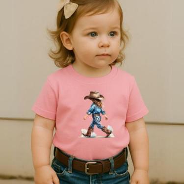 Imagem de Camiseta Infantil Blusa Feminina Estampa Menina Country 030 Modinha Ki
