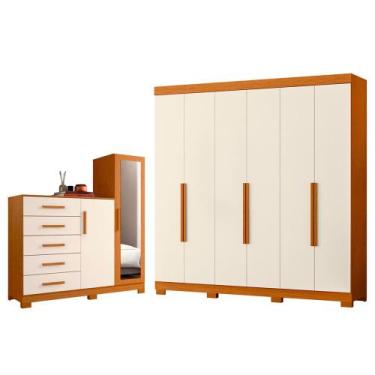 Imagem de Quarto Completo Guarda Roupa 6 Portas Vinci e Cômoda Sapateira New Mas