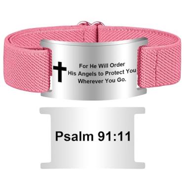 Imagem de Pmormyy Pulseira de cruz com versículo bíblico para mulheres e homens, pulseira ajustável de presente de Jesus é rei cristão WWJD, One Size, Aço inoxidável, Sem Pedra Preciosa