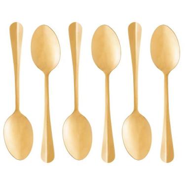 Imagem de Conjunto 6 Colheres para Mesa de Aço Inox Positano Dourado 18cm - Lyor