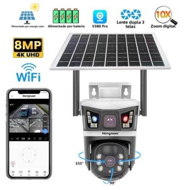 Imagem de Câmera De Segurança CCTV Solar WiFi Externa Hongnaer V380 pro 8MP 4K C