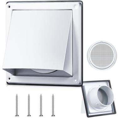Imagem de Gisafai Capa de ventilação de secadora de 10 cm para uso externo com protetor de tela de aço inoxidável para secador de parede branca tampa de ventilação externa para secadora tampa de ventilação