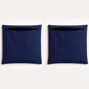 Imagem de Kit 2 Capa De Almofada 42cm Decorativa Suede Sofá Poltrona Azul Marinho
