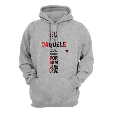 Imagem de Moletom Flanelado Cristão Canguru Blusa De Frio Gospel Cruz - Core Bas