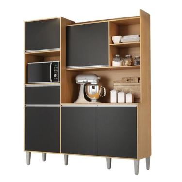 Imagem de Kit Cozinha Compacta 160cm com 5 Portas 1 Gaveta Isabel Amêndoa / Pret