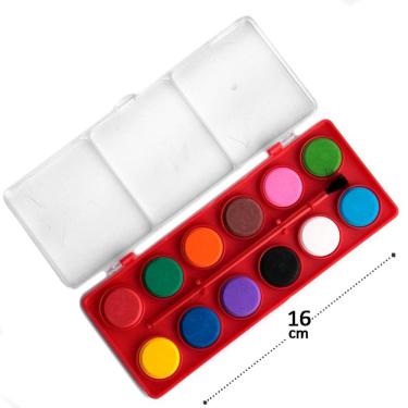 Imagem de Tinta Aquarela 12 Cores com Pincel e Estojo - Tudo em Caixa