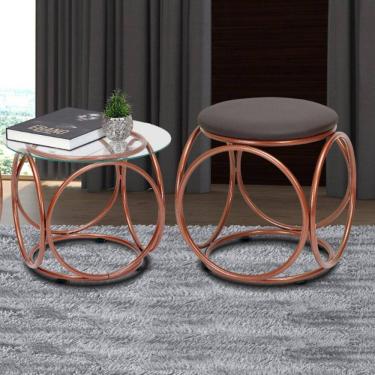 Imagem de Mesa de Centro Tampo de Vidro 41x40 Cm Sofia Bronze