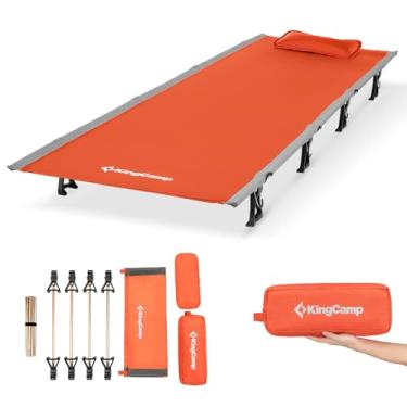 Imagem de KingCamp Berço de acampamento ultraleve, cama de acampamento dobrável portátil, cama de dormir resistente com travesseiro para adultos, mochila ao ar livre, viagem, caminhada, suporta 158 kg, laranja