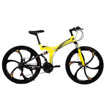 Imagem de Bicicleta Aro 26 Amarela Freio Disco Bike Dobrável Easyfold 21 Marchas Roda Magnésio Wct Fitness