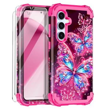 Imagem de Miqala Capa para Galaxy S24 FE 5G, que brilha no escuro, três camadas, resistente, à prova de choque, amortecedor de plástico rígido + capa protetora de silicone macio para Samsung Galaxy S24 FE 5G