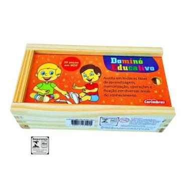 Imagem de Domino de Animais Carimbras Pecas em Madeira Brinquedo Pedagogico e Re