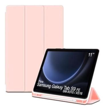 Imagem de Capa Tablet flip para Samsung Galaxy Tab S9 FE WiFi SM-X510 SM-X515 Smart pen 11 polegadas resistente aveludada compatimento para caneta Case capinha Anti Impacto Suporte Pencil - Alamo (rosa claro)