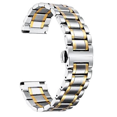 Imagem de BINLUN Pulseiras de relógio de aço inoxidável de substituição de metal de 12 mm-24 mm SmartWatch, extremidades retas e curvas, ajuste universal para Samsung Galaxy Watch, adequada para relógio Garmin,