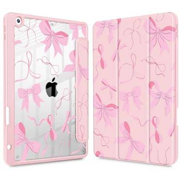 Imagem de May Chen Capa traseira transparente para iPad 9ª geração com suporte para lápis, iPad 8ª/7ª geração de 10,2 polegadas, [porta-canetas] com suporte de três dobras para despertar/hibernar, capa traseira