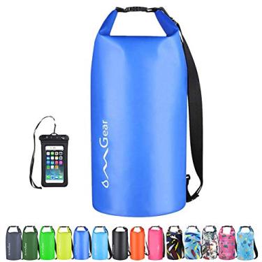 Imagem de Mochila impermeável impermeável impermeável impermeável para celular 40L/30L/20L/10L/5L saco seco flutuante para caiaque barco vela canoagem rafting caminhadas acampamento atividades ao ar livre, Dark Blue, 5L
