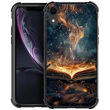 Imagem de CARLOCA Compatível com capa para iPhone XR, livro de imagens, estampa de chama mágica, design moderno para meninas, à prova de choque, antiarranhões, capa traseira rígida de policarbonato para iPhone