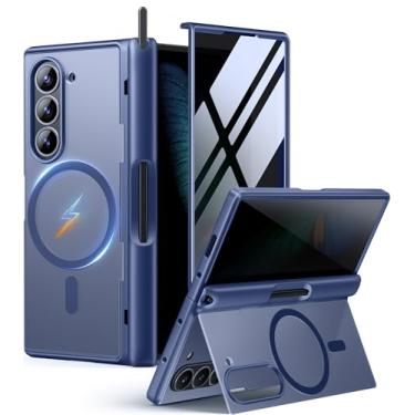 Imagem de MOBOSI Capa para Z Fold 6 com protetor de tela de privacidade [compatível com Magsafe], [suporte integrado e proteção total da dobradiça] Capa de telefone à prova de choque para Samsung Galaxy Z Fold6