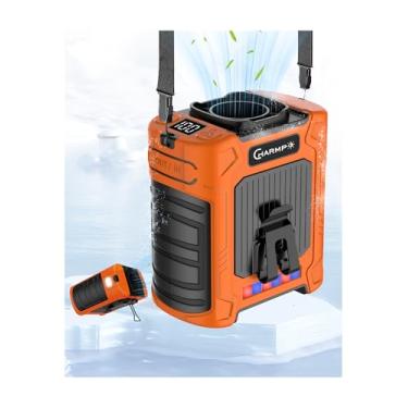 Imagem de CHARMPㅤ Ventilador de cintura portátil 2025 – Tempo de execução de 10000mAh 35H, 6 velocidades, máximo 18 m/s, 18500RPM, luzes LED SOS e aviso, ventilador de clipe de cinto mãos livres para atividades