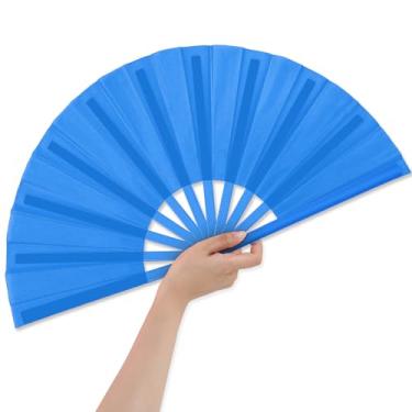 Imagem de Leinuosen 1 peça de leques dobráveis chineses grandes para dança em linha, 33 cm ventiladores de mão dobráveis para rave estourando botas no chão, decorações de lembrancinhas de festa de casamento de