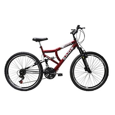 Imagem de Bicicleta Aro 26 Full Quadro Aço Suspensão Dianteira e Traseira Freios V-Brake (Vermelho)