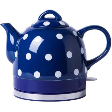 Imagem de Chaleira Elétrica Eleactric Chaleira Sem Fio De Cerâmica Bule-retro 1.0l, 1000w Água Rápida Para Chá, Café, Sopa, Aveia-base Removível, Fervura Seca Proteção, Blue