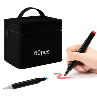 Imagem de 24/36/48/60 Cores Caneta Marcadora Kit Com Ponta Dupla - Lusen, Caneta