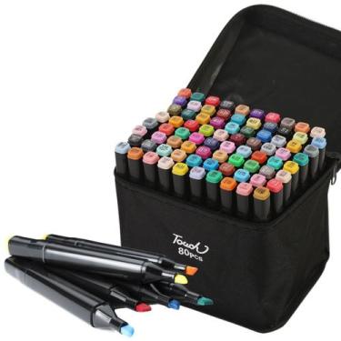 Imagem de Kit Estojo Canetinhas Ponta Dupla Marcador Permanente Touch 24,48,60, 