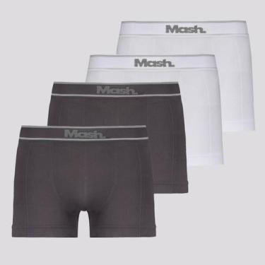 Imagem de Kit 4 Cuecas Boxer Mash Sem Costura Branca e Cinza, M