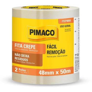 Imagem de Fita crepe branca 48mmX50m 2 rolos Pimaco