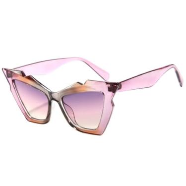Imagem de Óculos de sol estilo olho de gato, vintage, luxuoso, grande, feminino, gradiente, masculino, punk, popular, armação grande, UV40 (roxo, cinza-roxo)