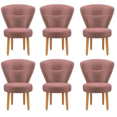 Imagem de Kit 6 Cadeiras Para Recepção Sala de Espera Confortavel Pés Palito MOBLAN decor (Rosa Escuro)