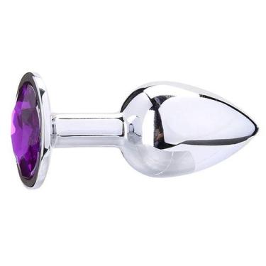 Imagem de Plug Anal de Aço Inox com Pedra Redonda Tamanho M - Genérica