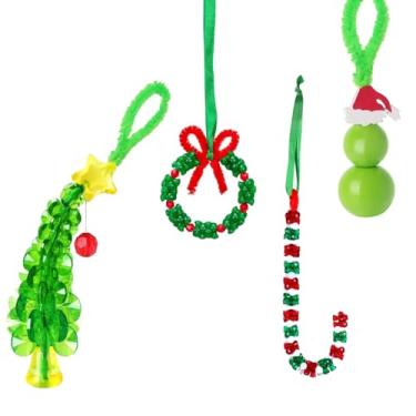 Imagem de Kit de artesanato de Natal para crianças e adultos, 30 peças, kit de enfeites de Natal - incluindo 12 peças verde/6 peças de árvore/12 peças de bengala doce, 12 peças de grinalda, decorações de árvore