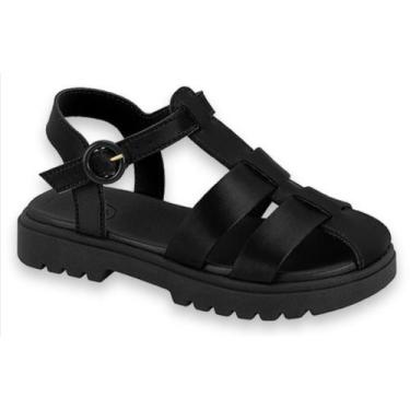 Imagem de Sandalia Infantil Menina Papete Tratorada Molekinha 2344145, Preto met