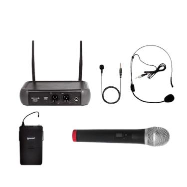Imagem de Microfone Sem Fio LM-258U Kit Lexsen UHF 2 Canais Frequência Fixa