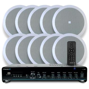 Imagem de Kit Som Ambiente Embutir Teto Jbl 10 Arandelas Retangular + Receiver S